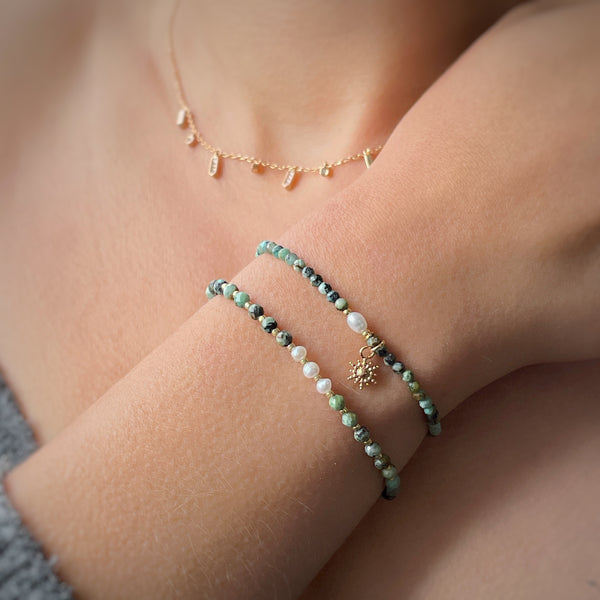 Bracelet perles turquoise Soleil