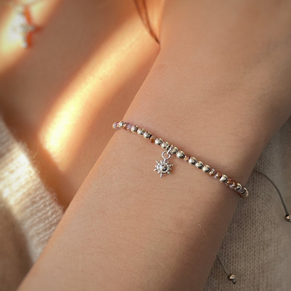 Sun silver beads bracelet