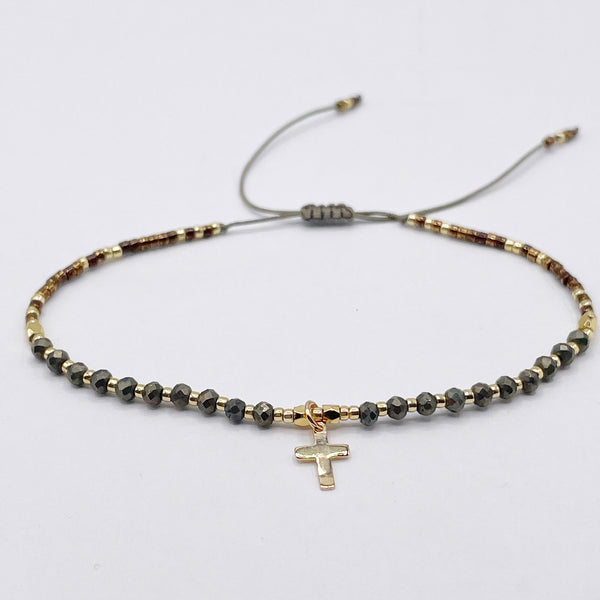 Pyrite Cross Bracelet