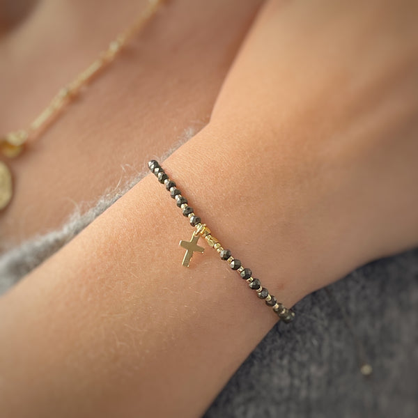 Pyrite Cross Bracelet